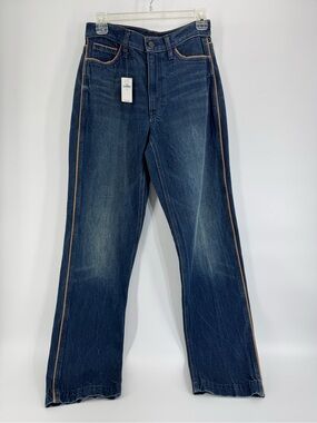 Banana Republic Dark Blue High-Rise Jeans with Tan Side Piping
